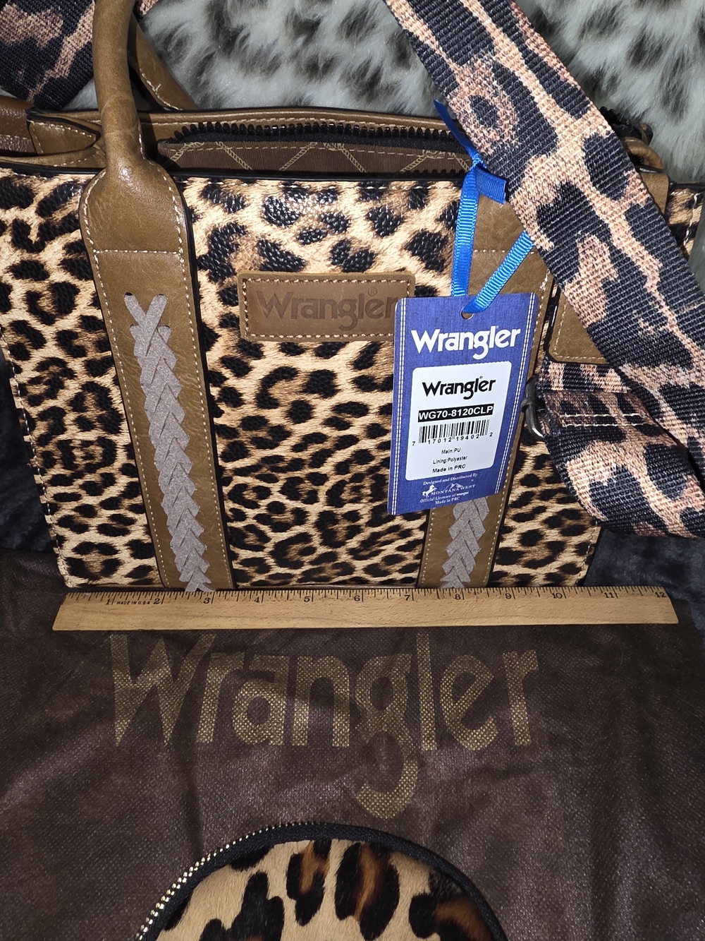Wrangler Leopard Print Satchel in Brown and Black